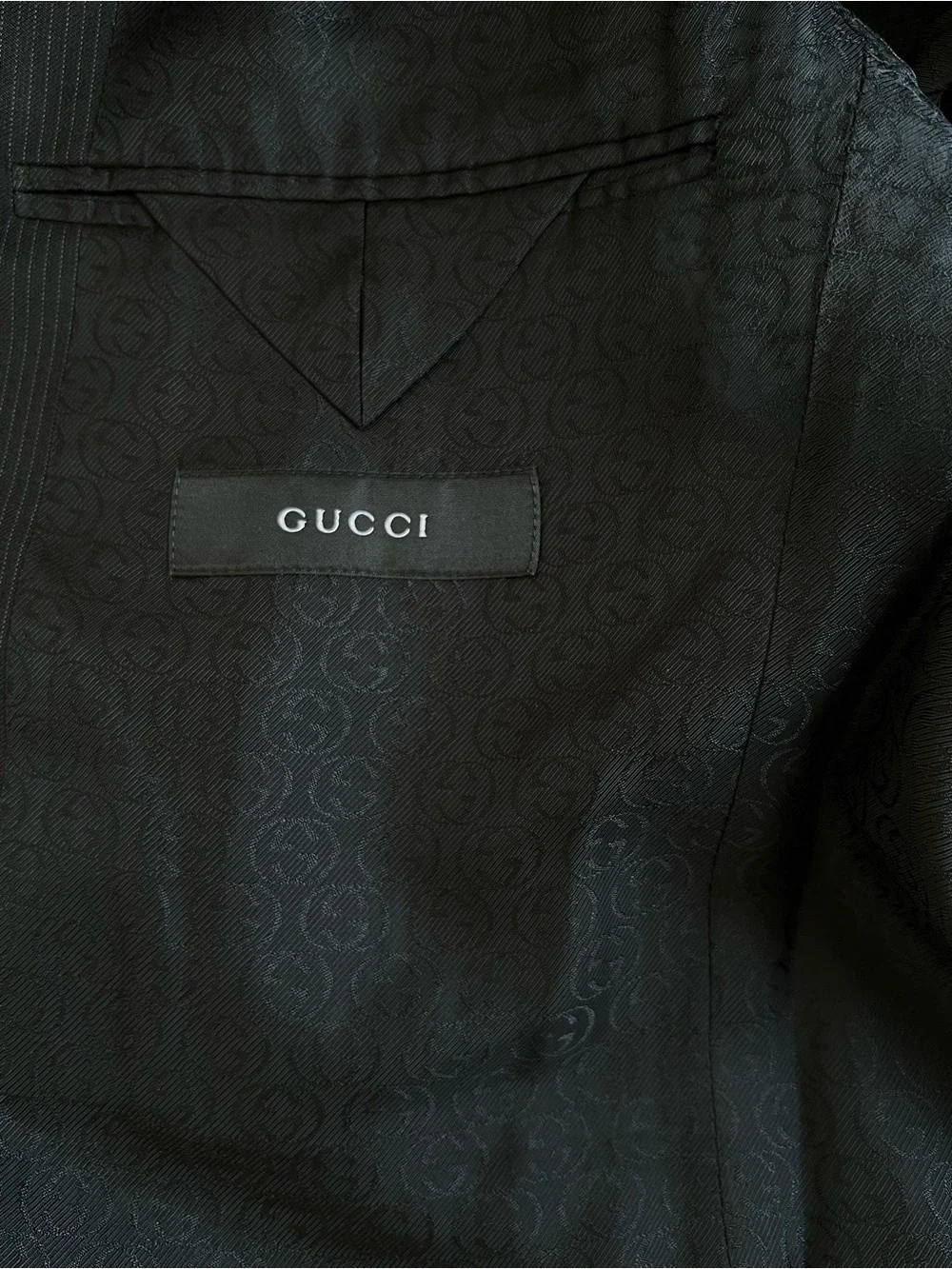 Gucci Men's Black Single-Breasted Pinstripe Blazer